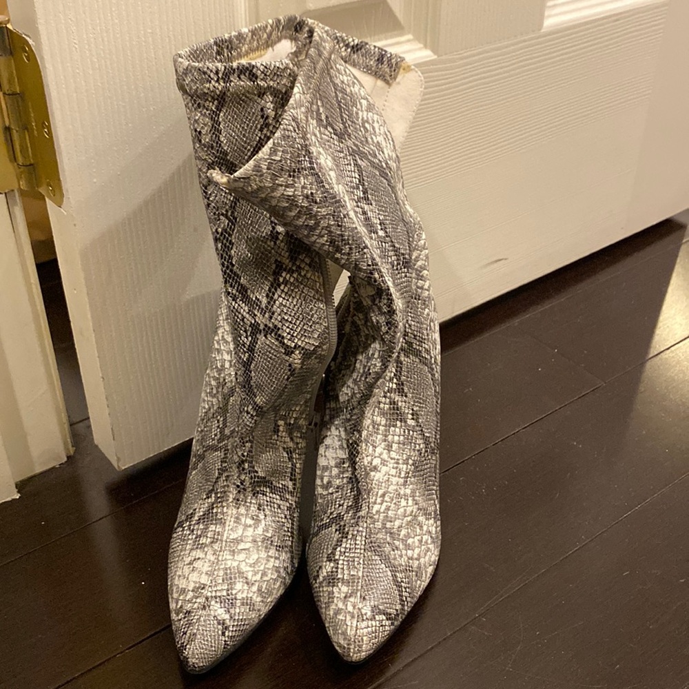 Snake skin heel boots